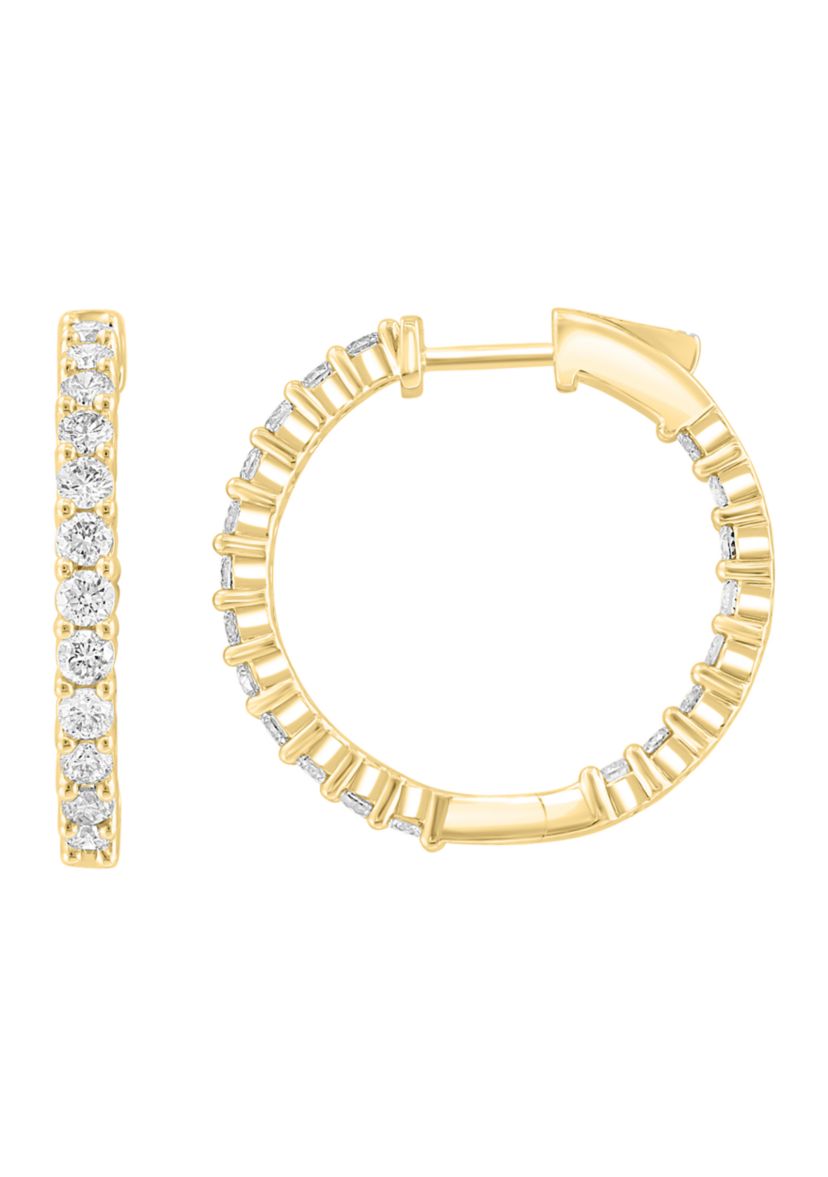 Lab Created Diamond Hoop Earrings in 14K Yellow Gold