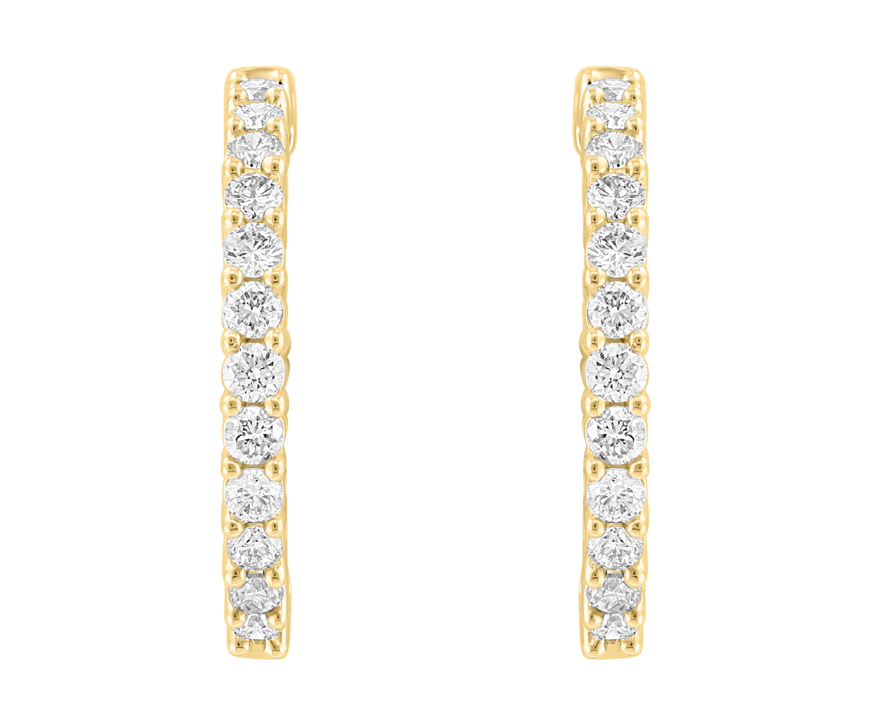 Lab Created Diamond Hoop Earrings in 14K Yellow Gold