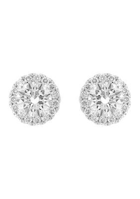 Effy Lab Created 14K White Gold Lab Grown Diamond Earrings (With 3/4 Ct. T.w. Center Size)