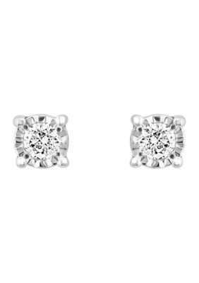 Effy 1/10 Ct. T.w. Lab Grown Diamond Miracle Stud Earrings In Sterling Silver