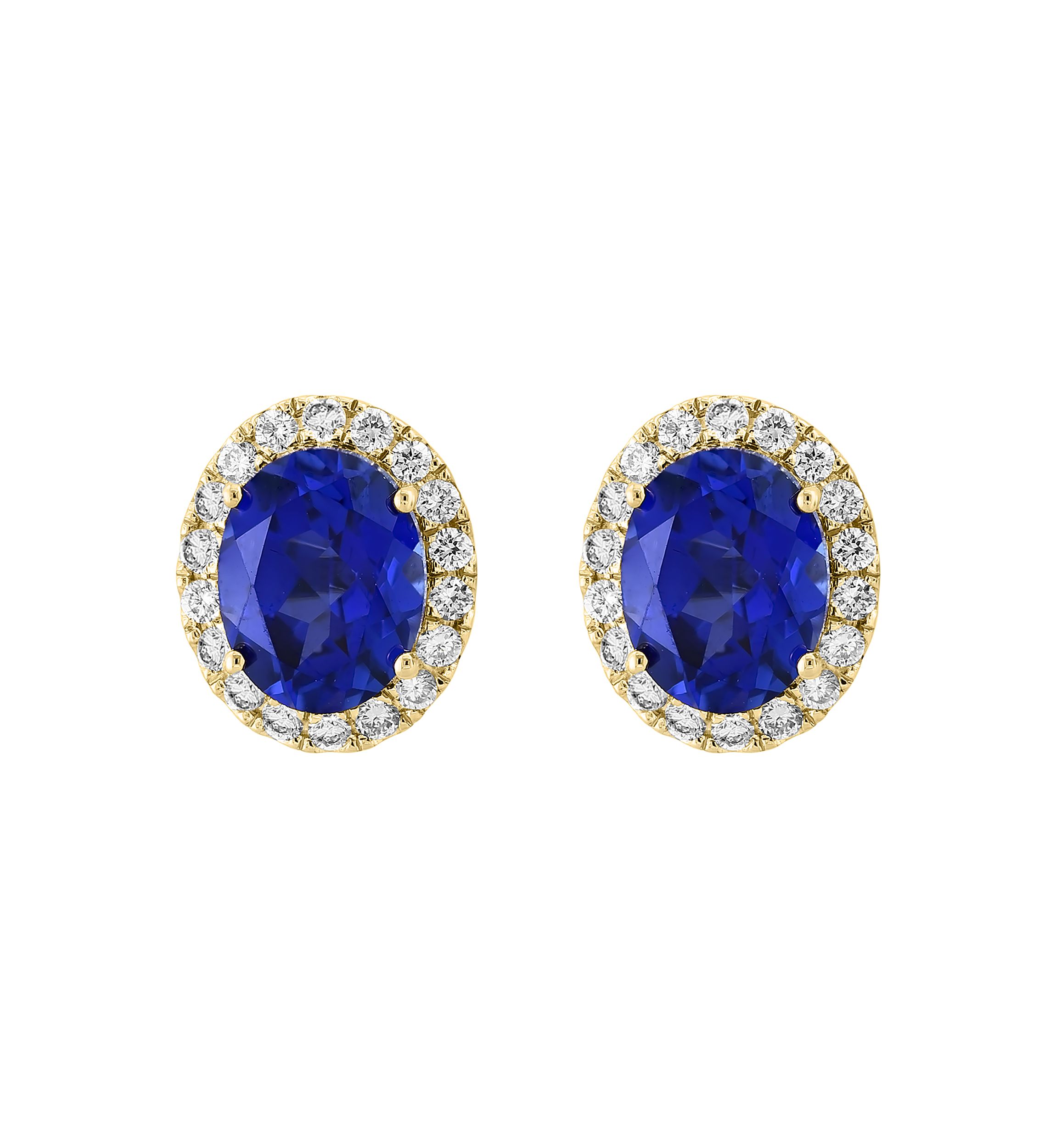 Lab Created Diamond and Sapphire Earrings in 14K Yellow Gold