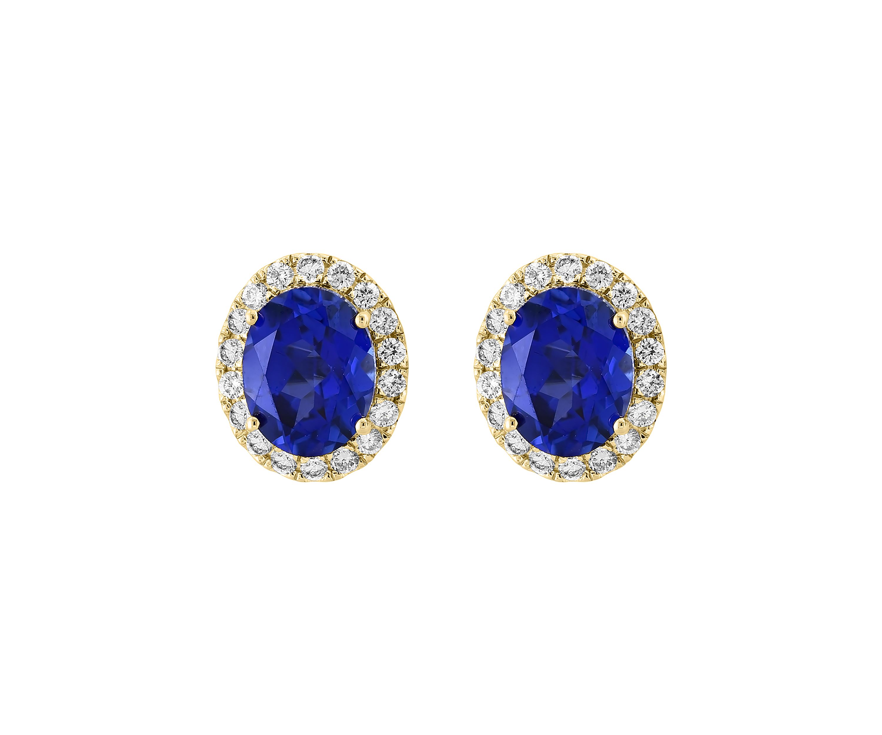 Lab Created Diamond and Sapphire Earrings in 14K Yellow Gold