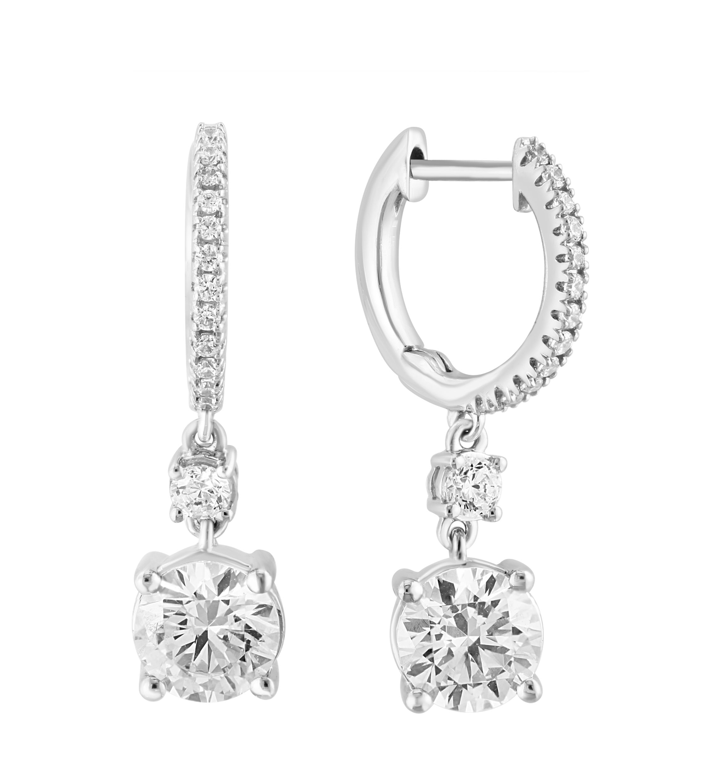 2.24 ct. t.w. Lab Created Diamond Drop Earrings in 14K White Gold
