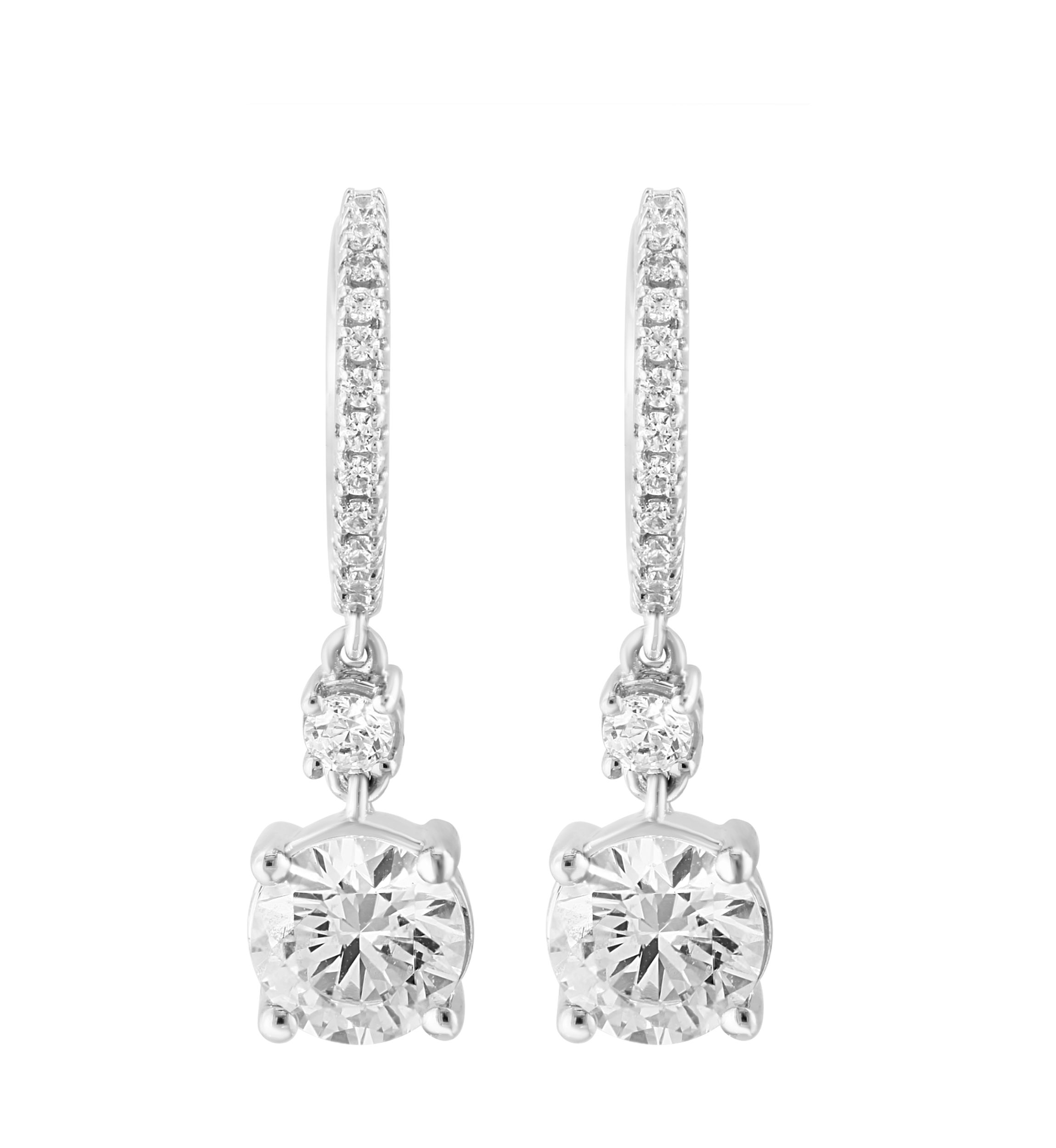 2.24 ct. t.w. Lab Created Diamond Drop Earrings in 14K White Gold