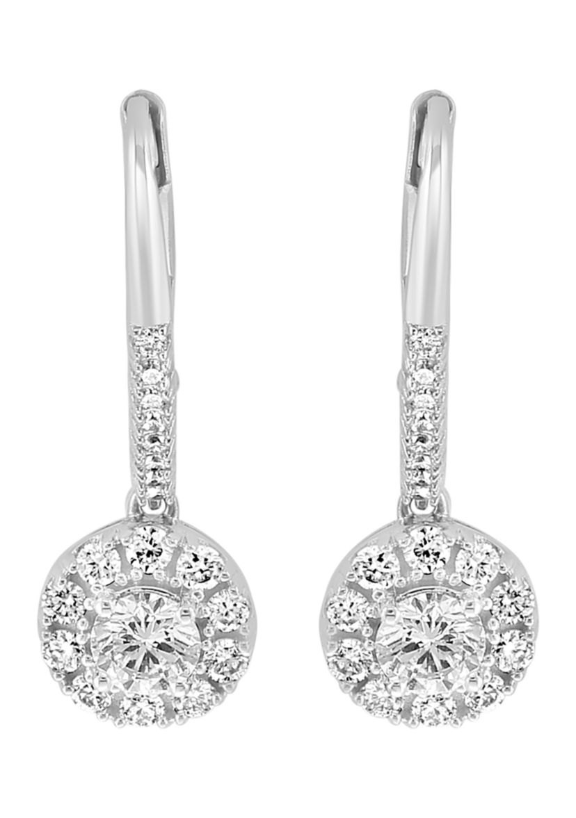 Lab Created 14K White Gold Lab Grown Diamond Earrings 