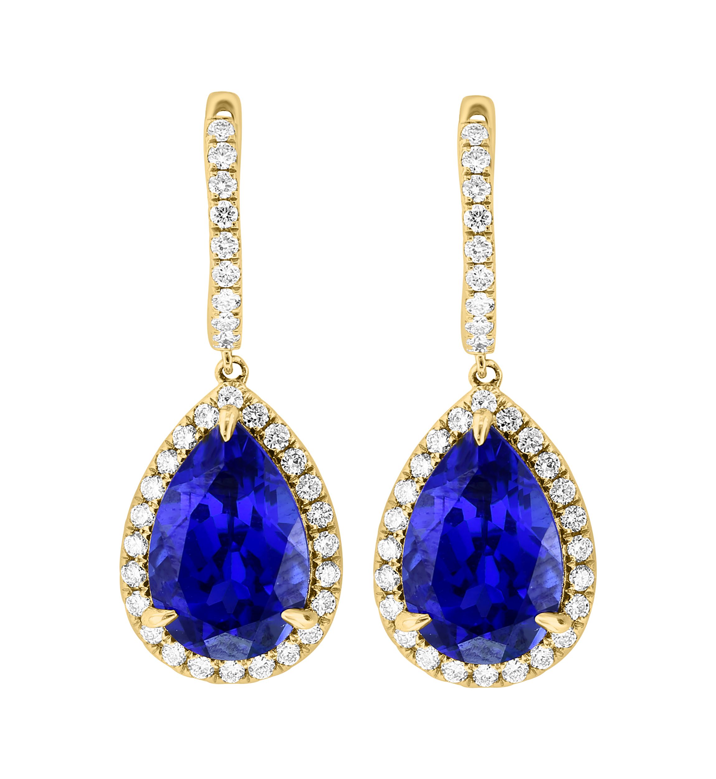 Lab Created Diamond and Sapphire Drop Earrings in 14K Yellow Gold