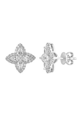 Effy 1.21 ct. t.w. Lab Grown Diamond Flower Earrings in 14K White Gold -  0191120947020