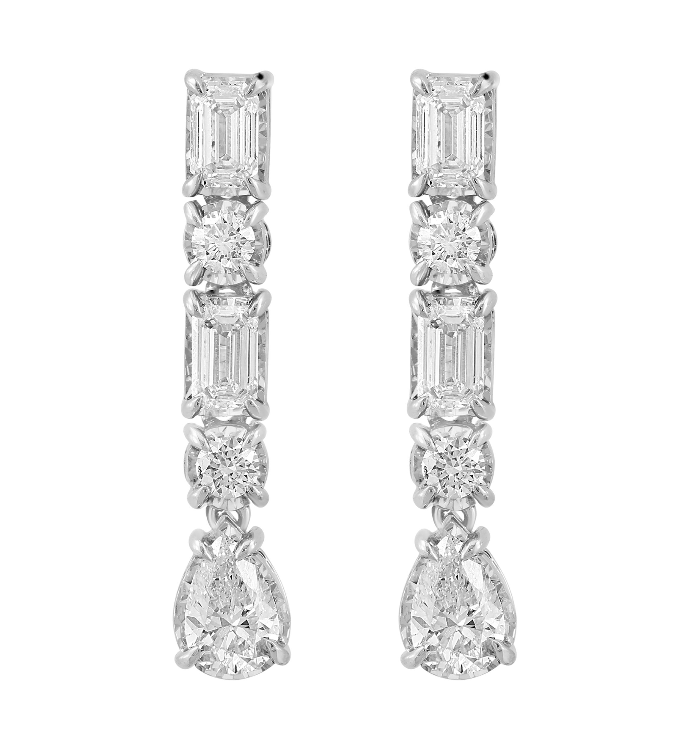  14K  White Gold Lab Grown Diamond Earrings 