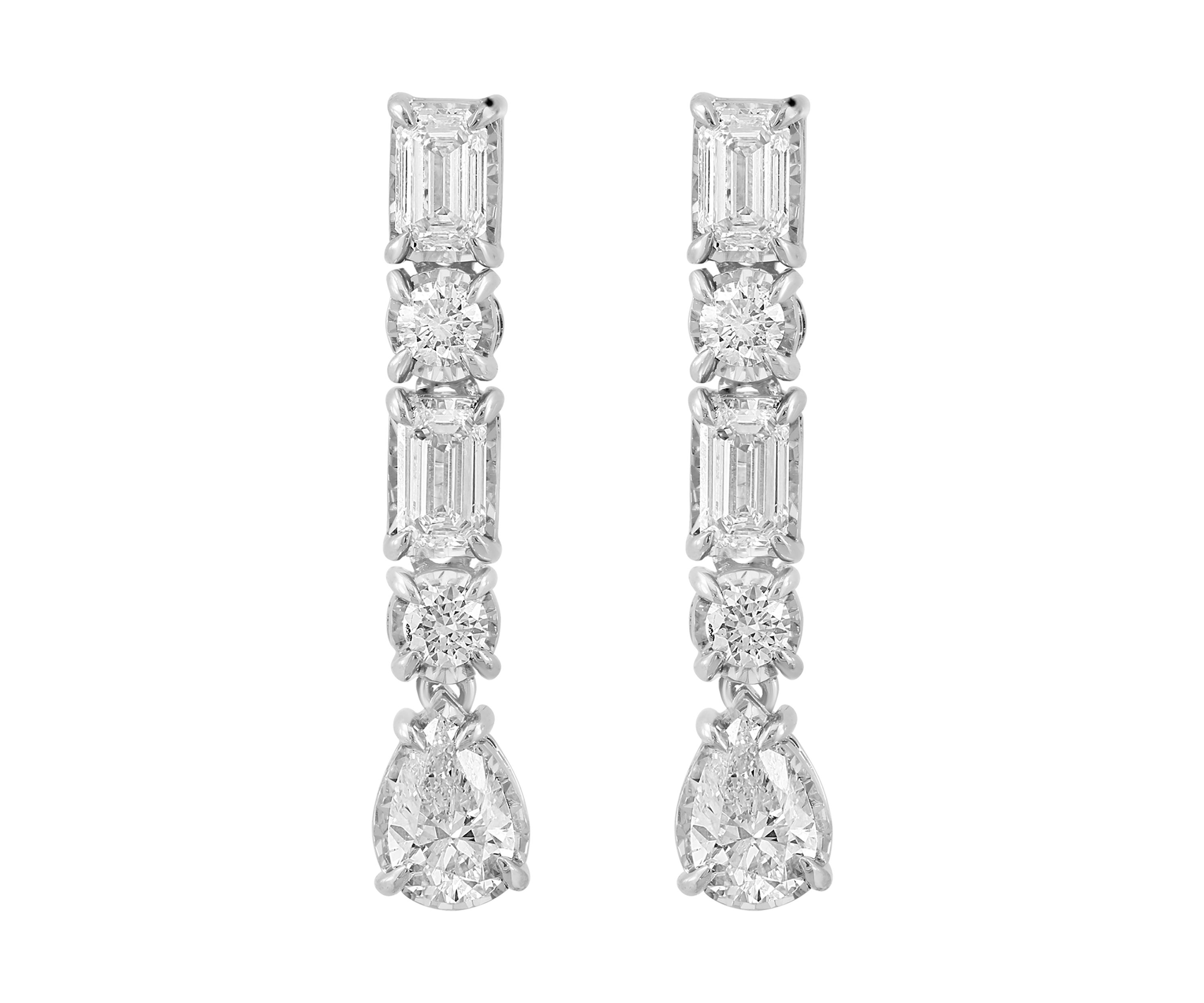  14K  White Gold Lab Grown Diamond Earrings 