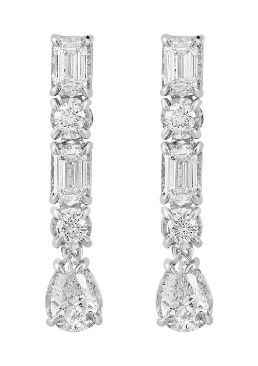  14K  White Gold Lab Grown Diamond Earrings 