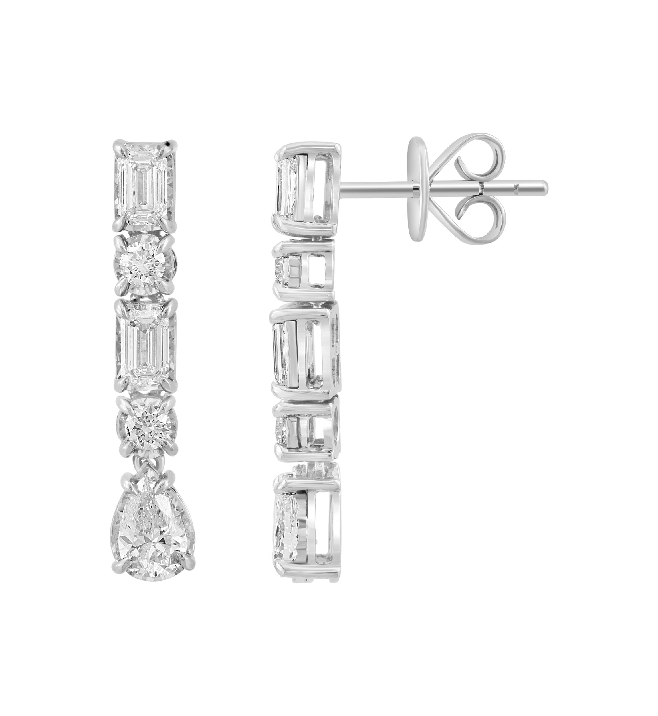  14K  White Gold Lab Grown Diamond Earrings 