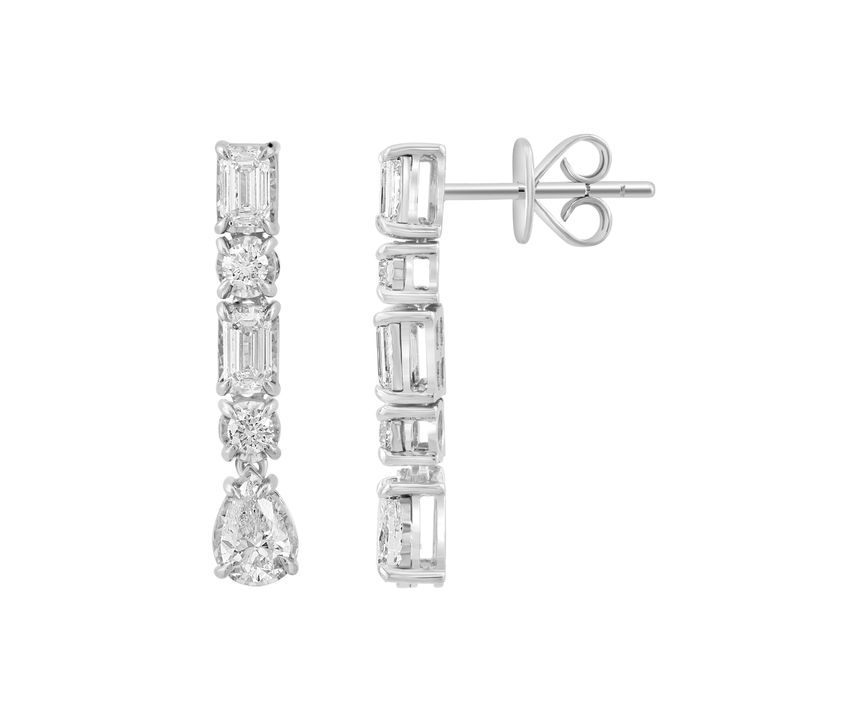  14K  White Gold Lab Grown Diamond Earrings 