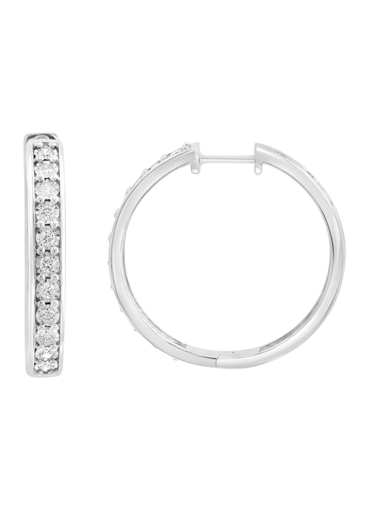 1/2 ct. t.w. Lab Grown Diamond Hoop Earrings in Sterling Silver