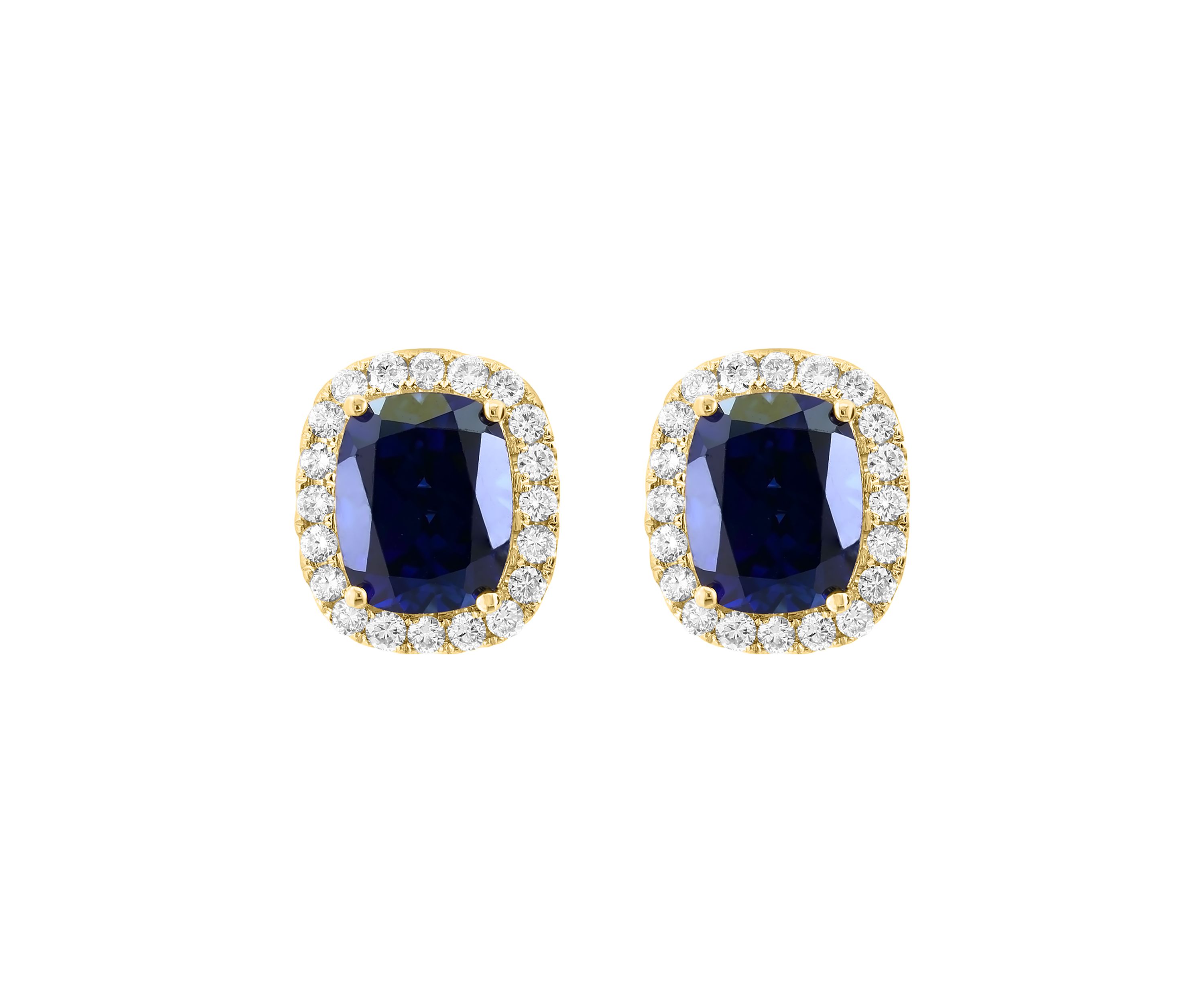 Lab Grown Diamond and Sapphire Earrings in 14K Yellow Gold