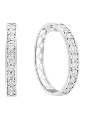 Effy Diamond Hoop Earrings in Sterling Silver
