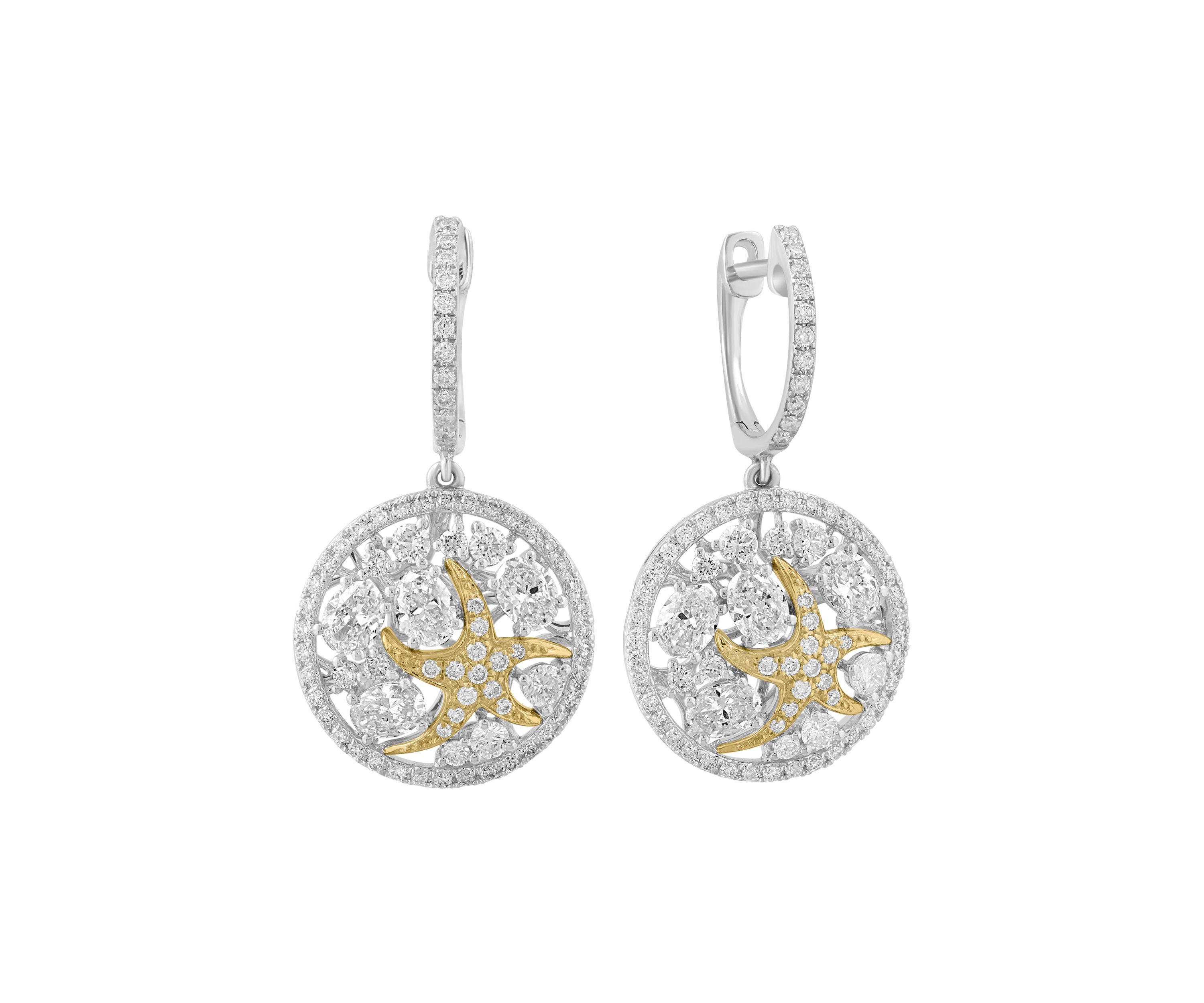  14K White Gold & Yellow Gold Lab Grown Diamond Earrings 