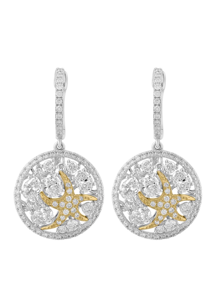  14K White Gold & Yellow Gold Lab Grown Diamond Earrings 