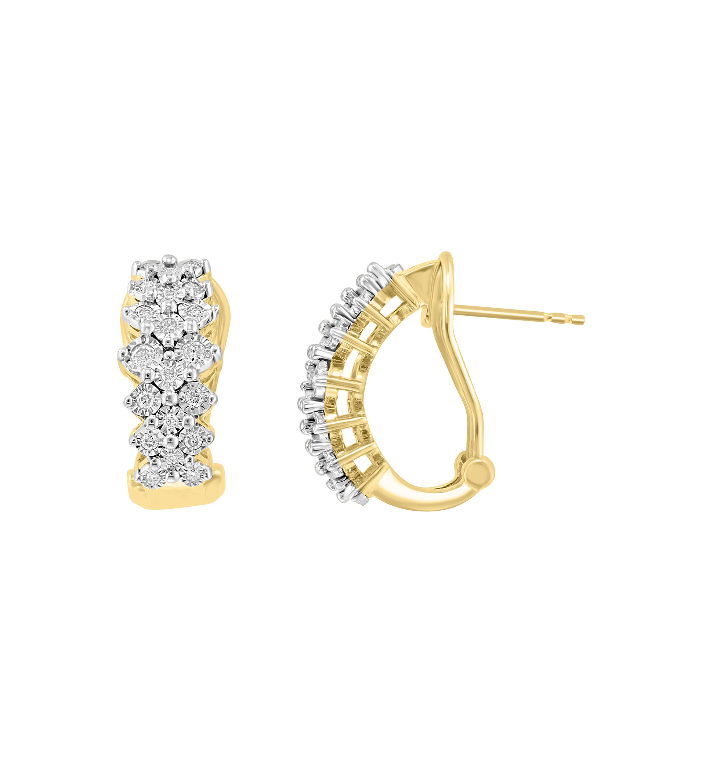 1/3 ct. t.w. Diamond Earrings in 14K Gold Plated Sterling Silver