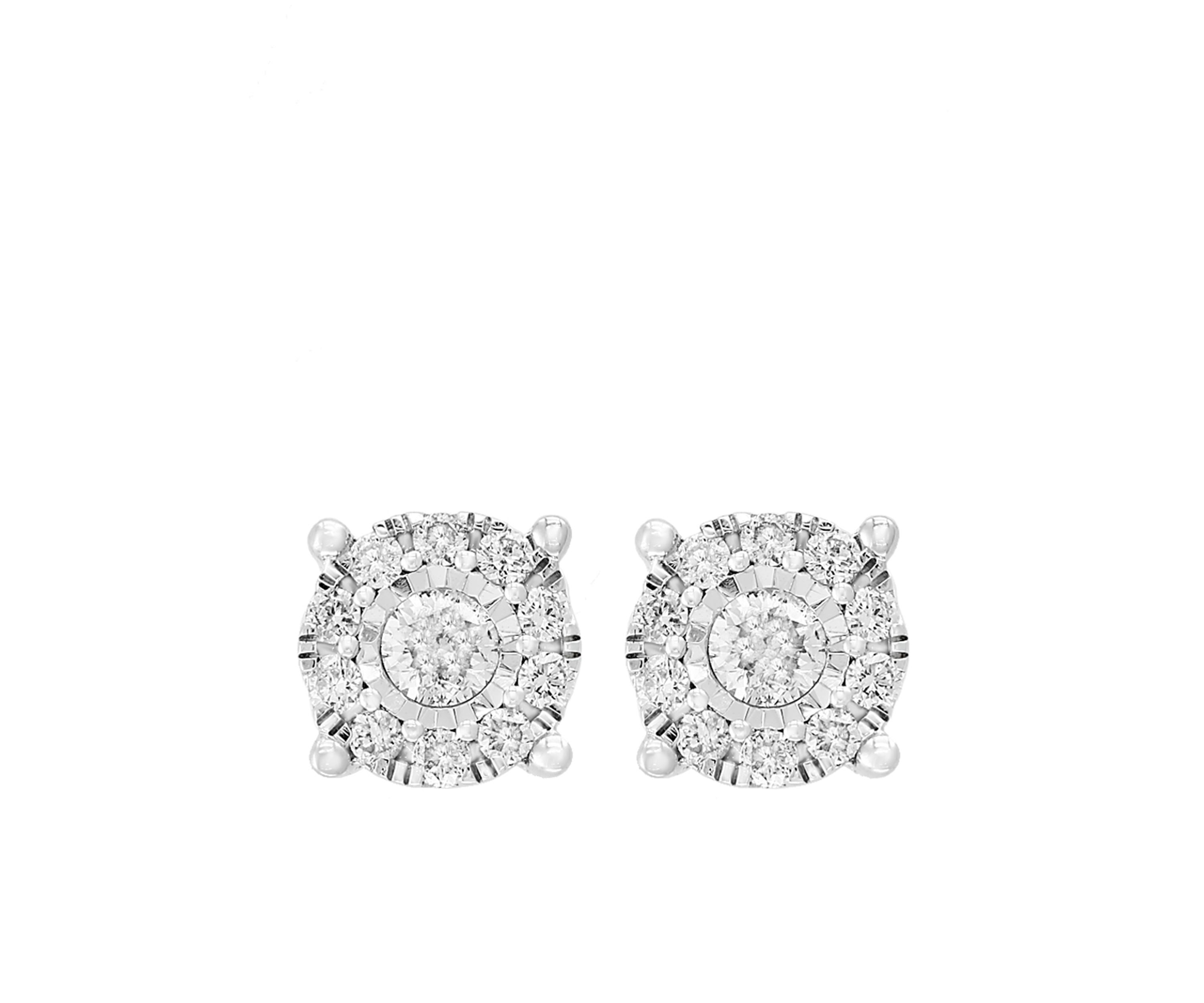 1/2 ct. t.w. Diamond Illusion Earrings in Sterling Silver 