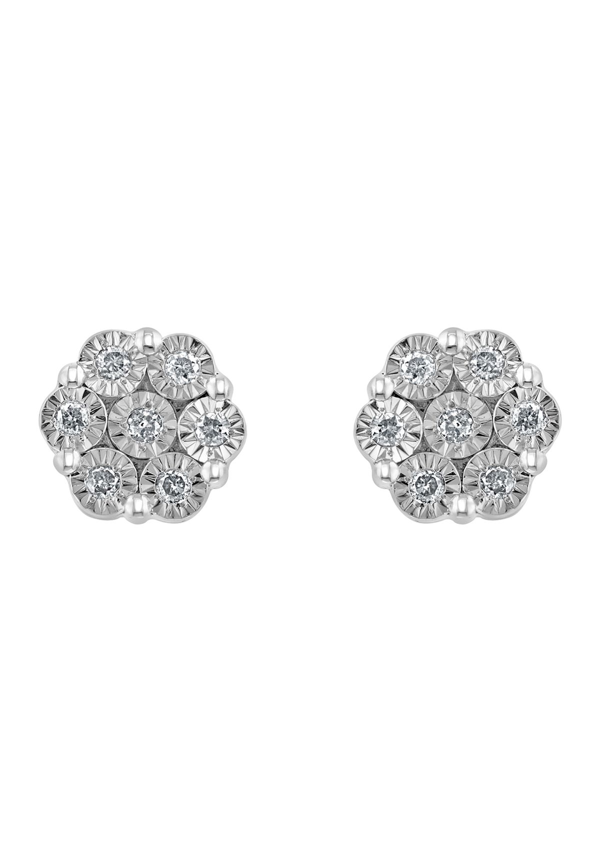 1/6 ct. t.w. Diamond Cluster Earrings in Gold Over Silver 
