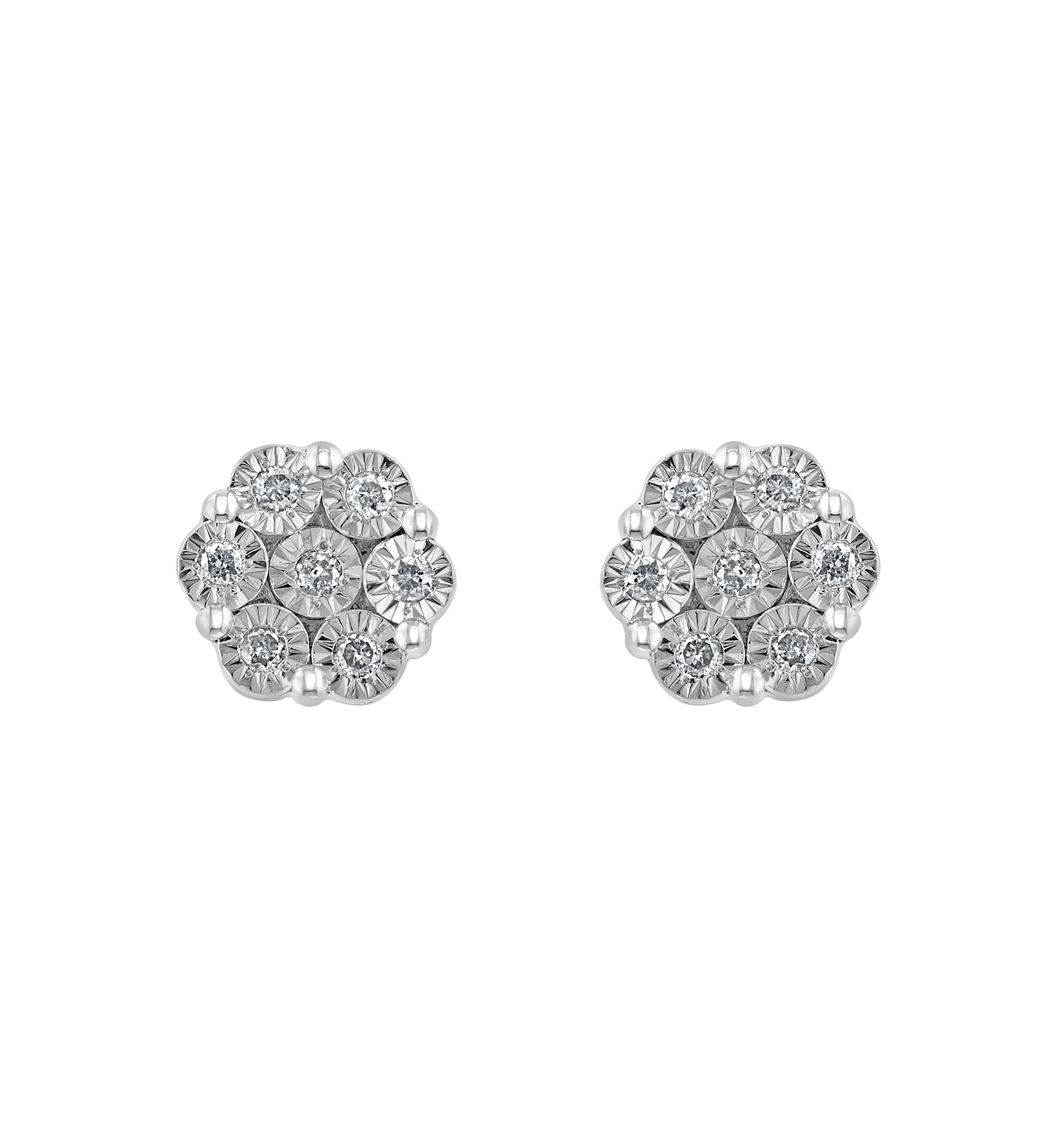 1/6 ct. t.w. Diamond Cluster Earrings in Gold Over Silver 