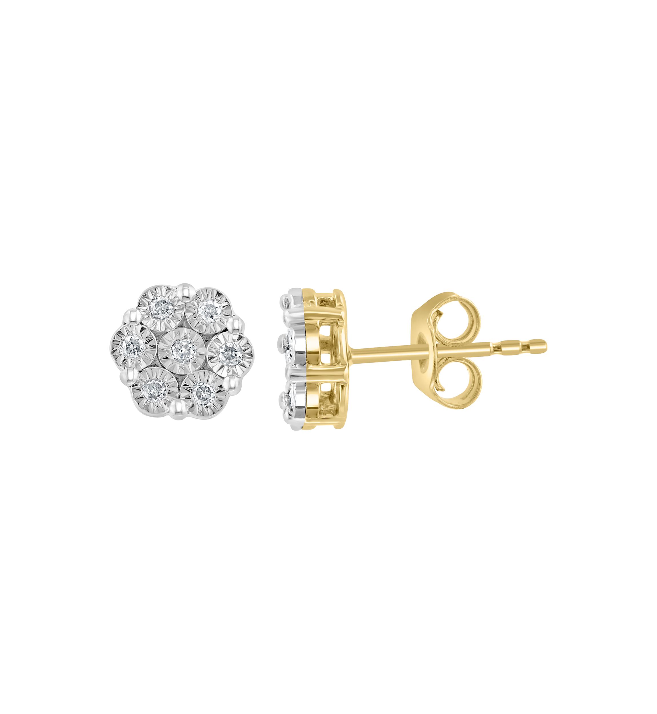 1/6 ct. t.w. Diamond Cluster Earrings in Gold Over Silver 