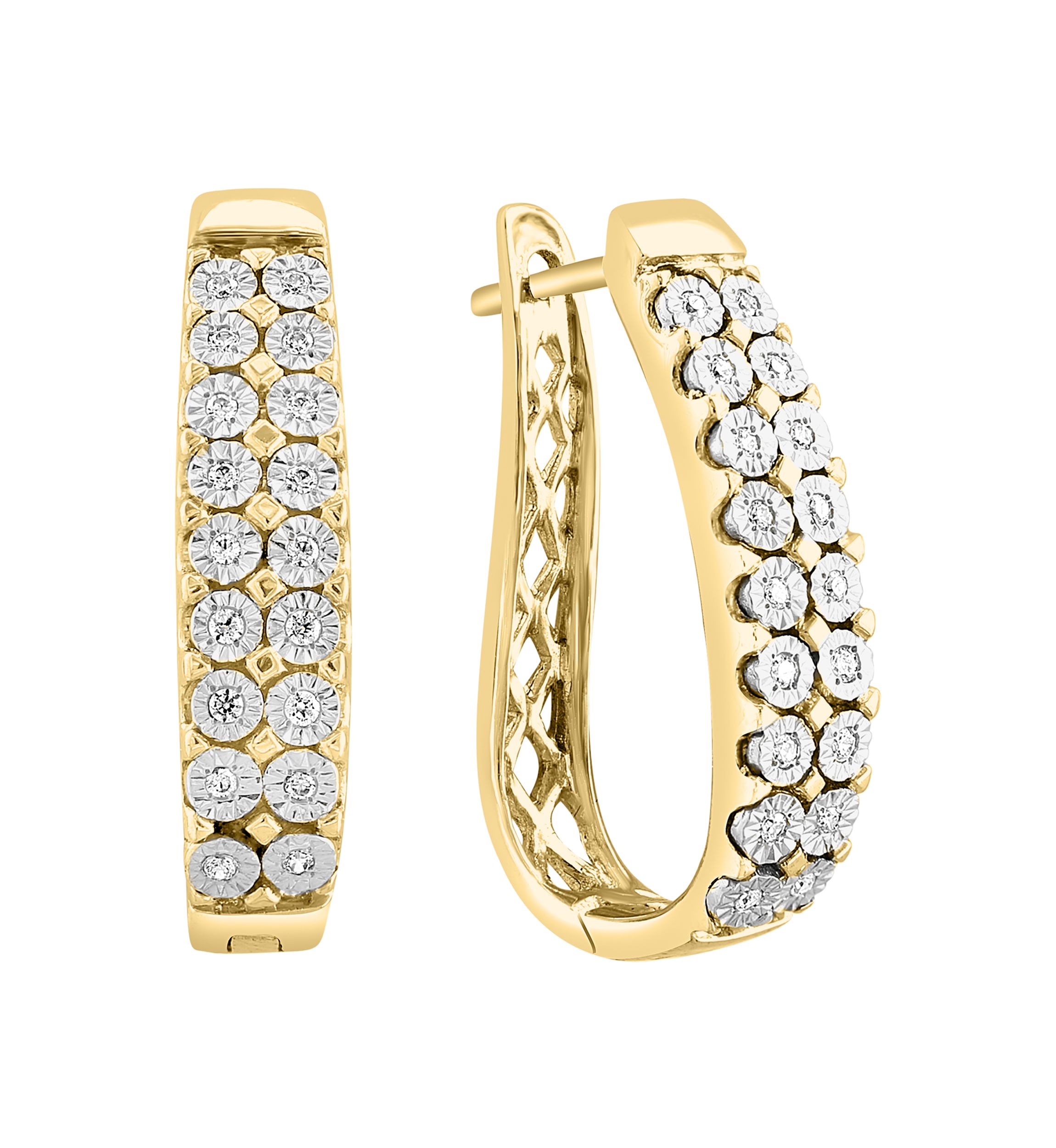 Gold over Silver Diamond Earrings 