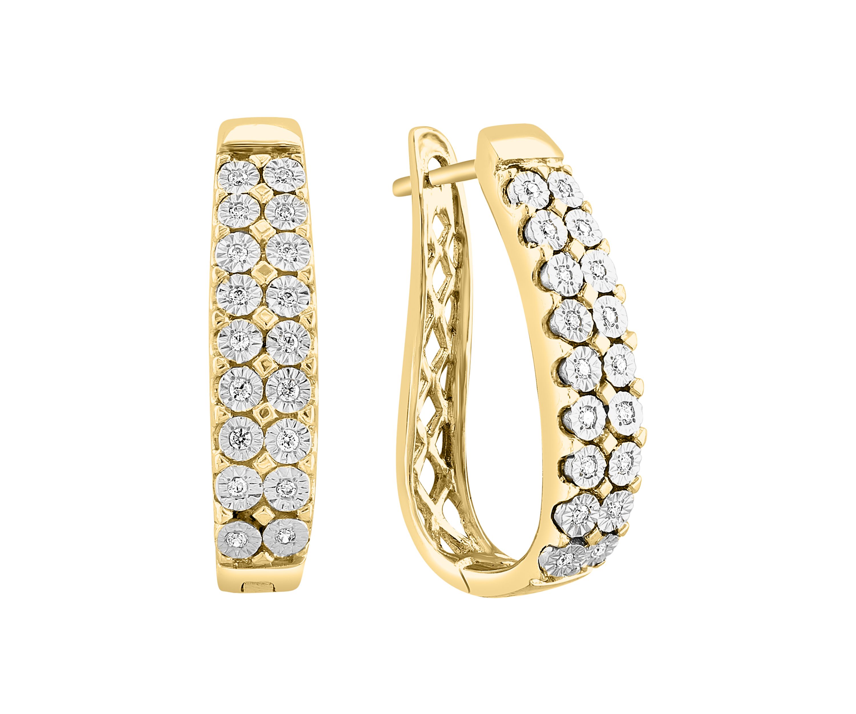 Gold over Silver Diamond Earrings 
