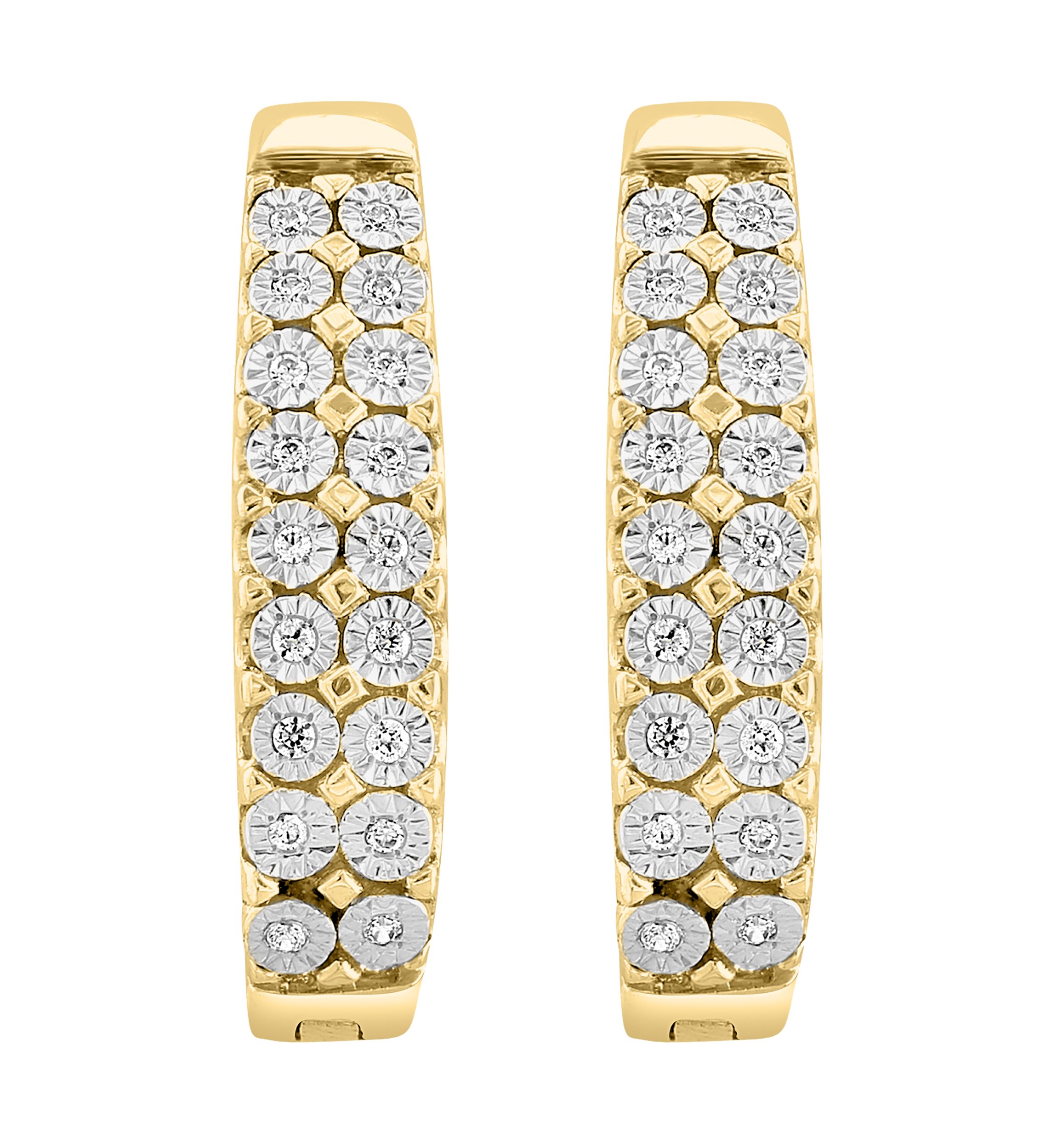 Gold over Silver Diamond Earrings 