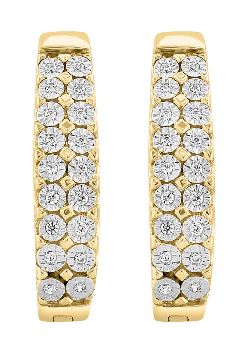 Gold over Silver Diamond Earrings 