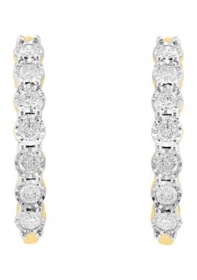 Effy 1 Ct. T.w. Diamond Earrings In 14K Gold Plated Sterling Silver