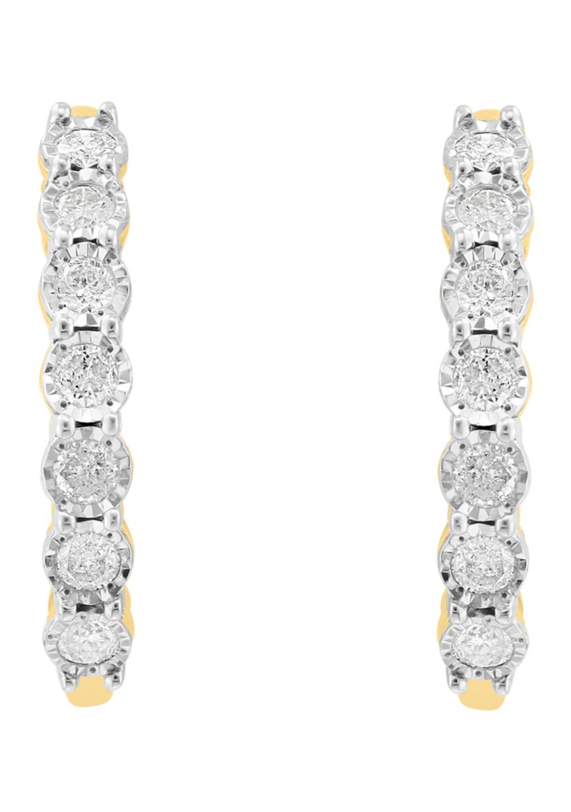 1 ct. t.w. Diamond Earrings in 14K Gold Plated Sterling Silver 