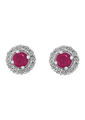 Effy 1.14 Ct. T.w. Ruby And 1/10 Ct. T.w. Diamond Earrings In Sterling Silver