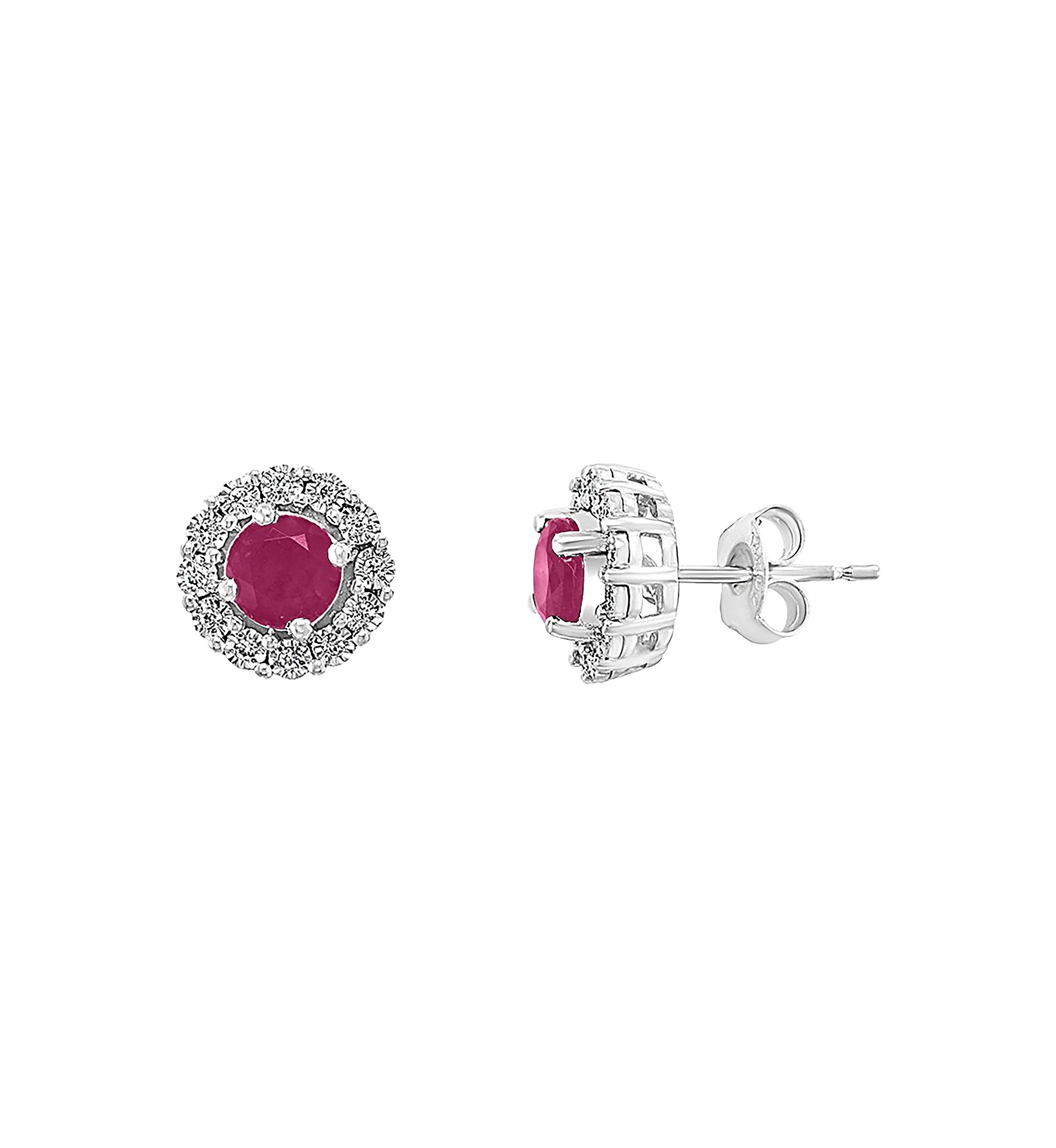  1.14 ct. t.w. Ruby and 1/10 ct. t.w. Diamond Earrings in Sterling Silver