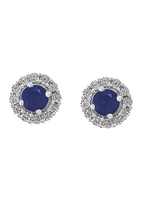 Effy 1.14 Ct. T.w. Sapphire And 1/10 Ct. T.w. Diamond Earrings In Sterling Silver