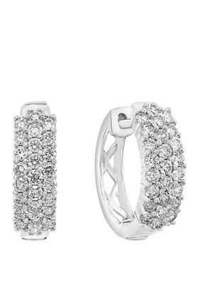 Effy® 1 ct. t.w. Diamond Hoop Earrings in 14k White Gold | belk