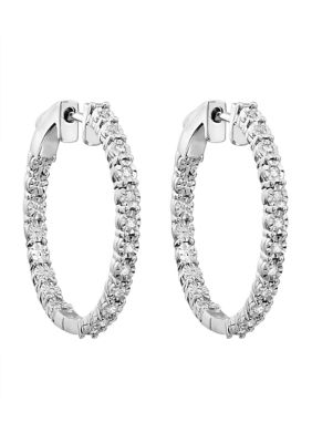 Effy 1/5 Ct. T.w. Diamond Hoop Earrings In Sterling Silver