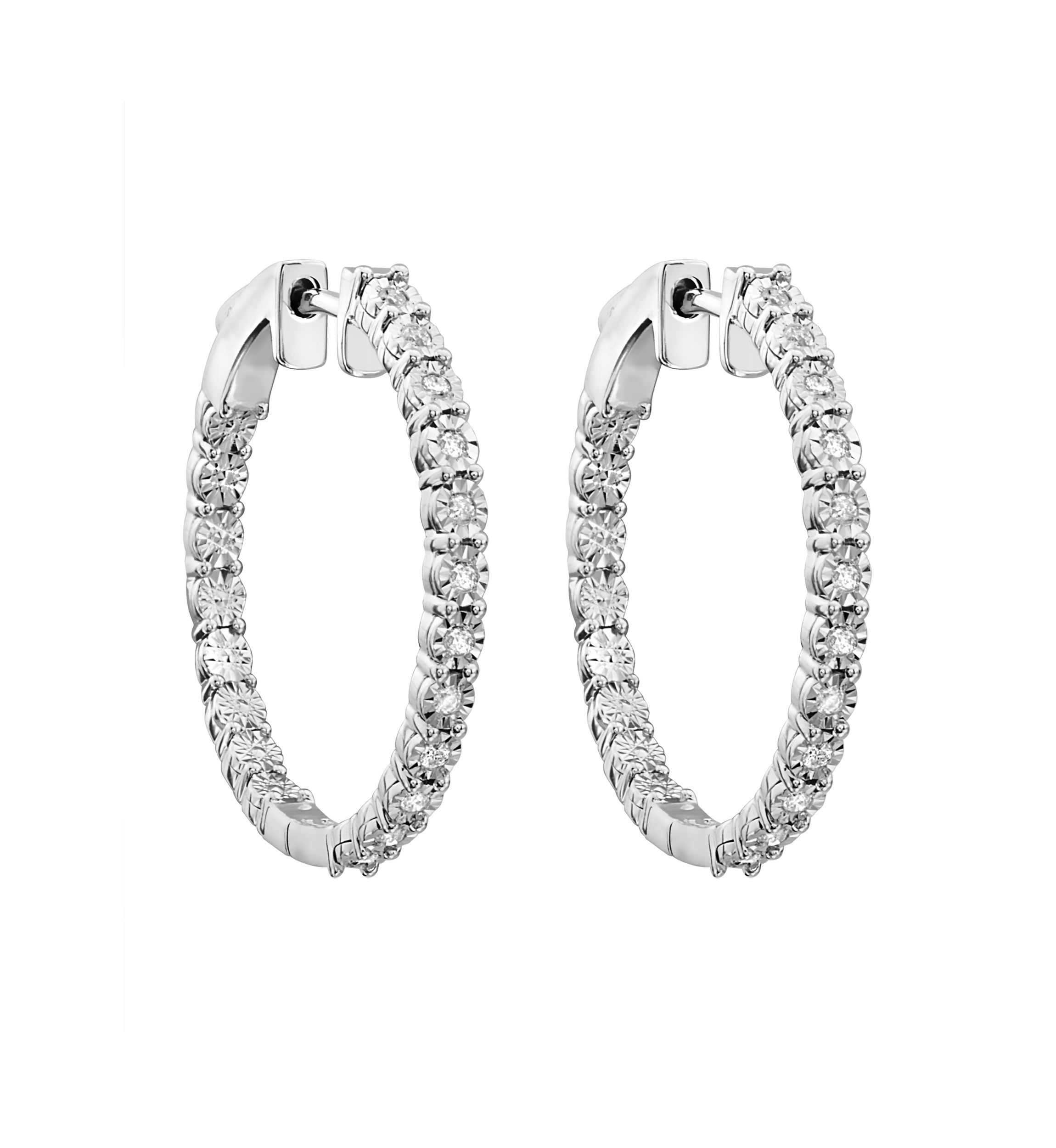 1/5 ct. t.w. Diamond Hoop Earrings in Sterling Silver