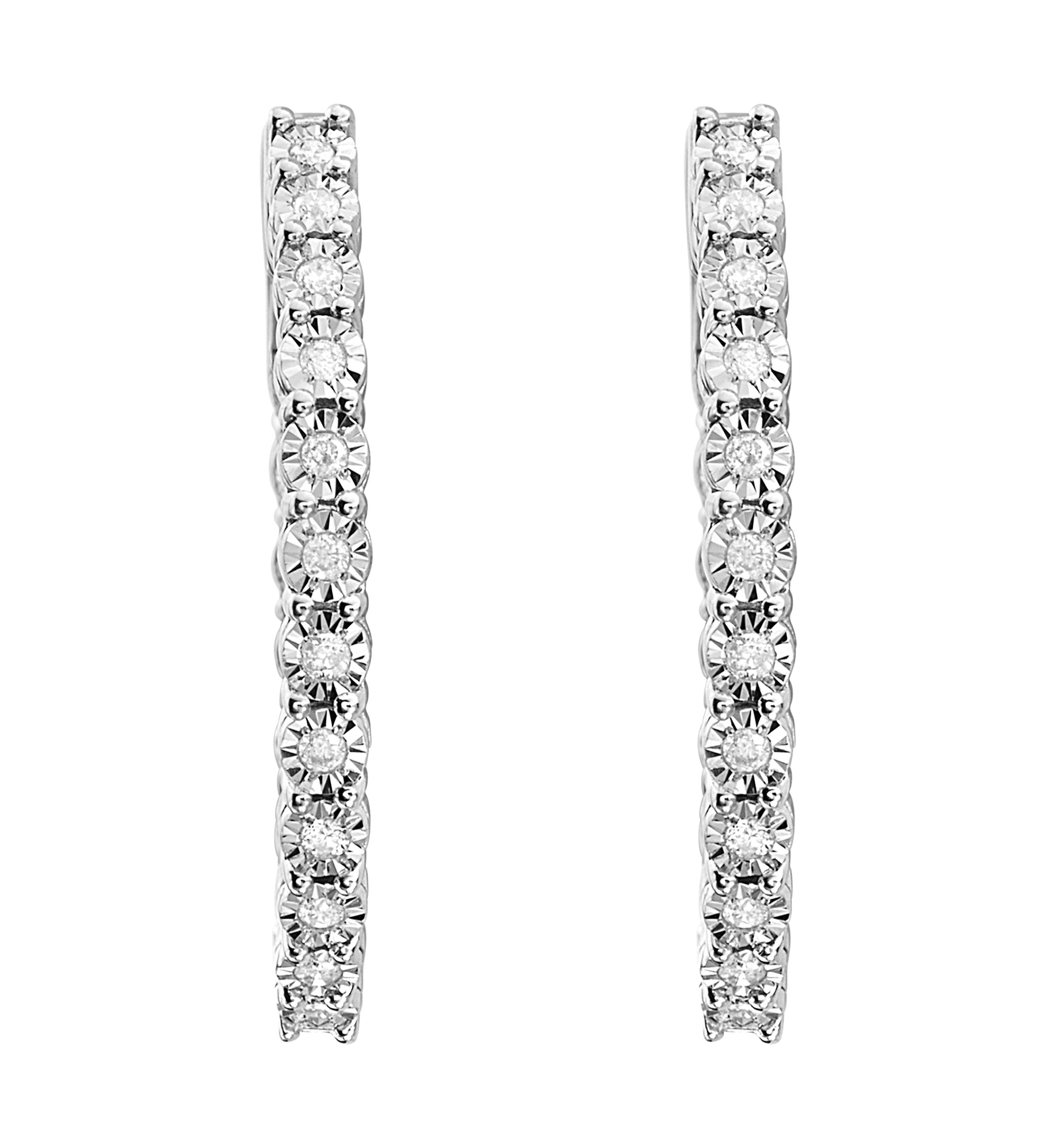 1/5 ct. t.w. Diamond Hoop Earrings in Sterling Silver