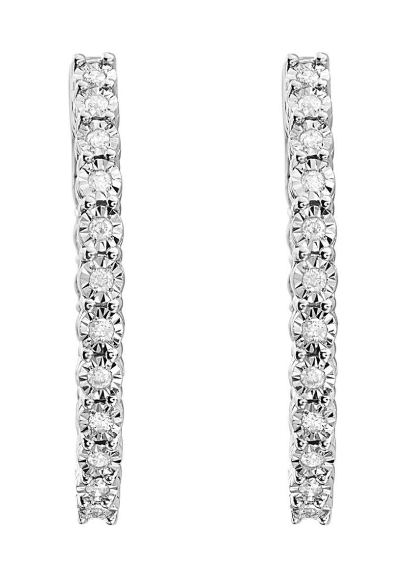 1/5 ct. t.w. Diamond Hoop Earrings in Sterling Silver