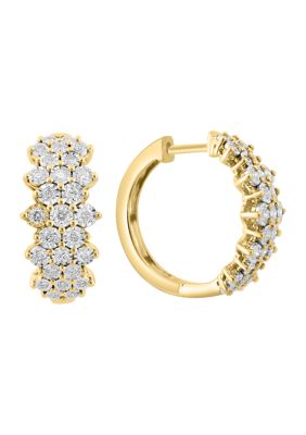 Effy Diamond Hoop Earrings In 14K Two Tone Gold