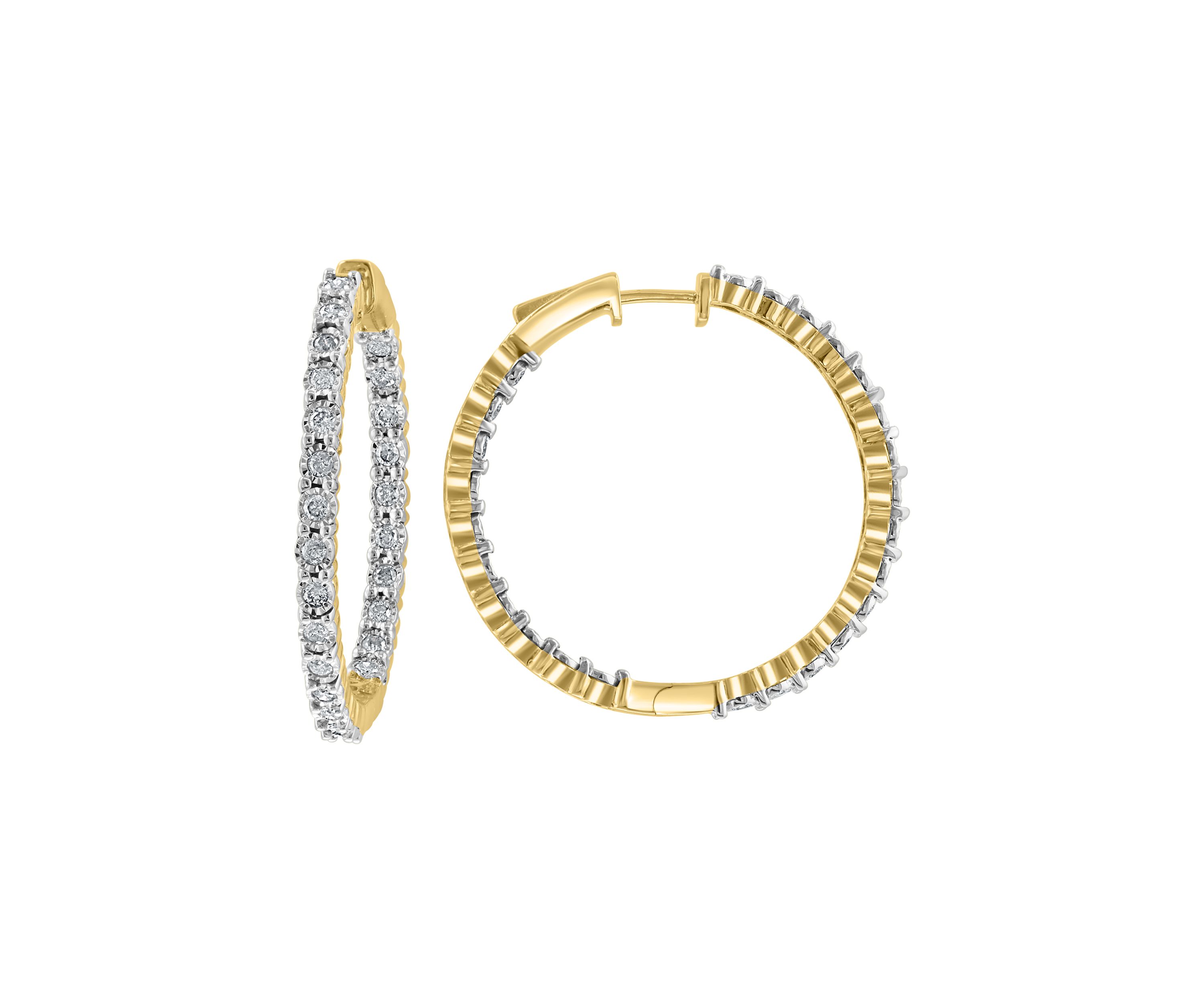 1 ct. t.w. Diamond Hoop Earrings in Gold Over Silver 