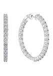  1.08 ct. t.w. Diamond Hoop Earrings in Sterling Silver