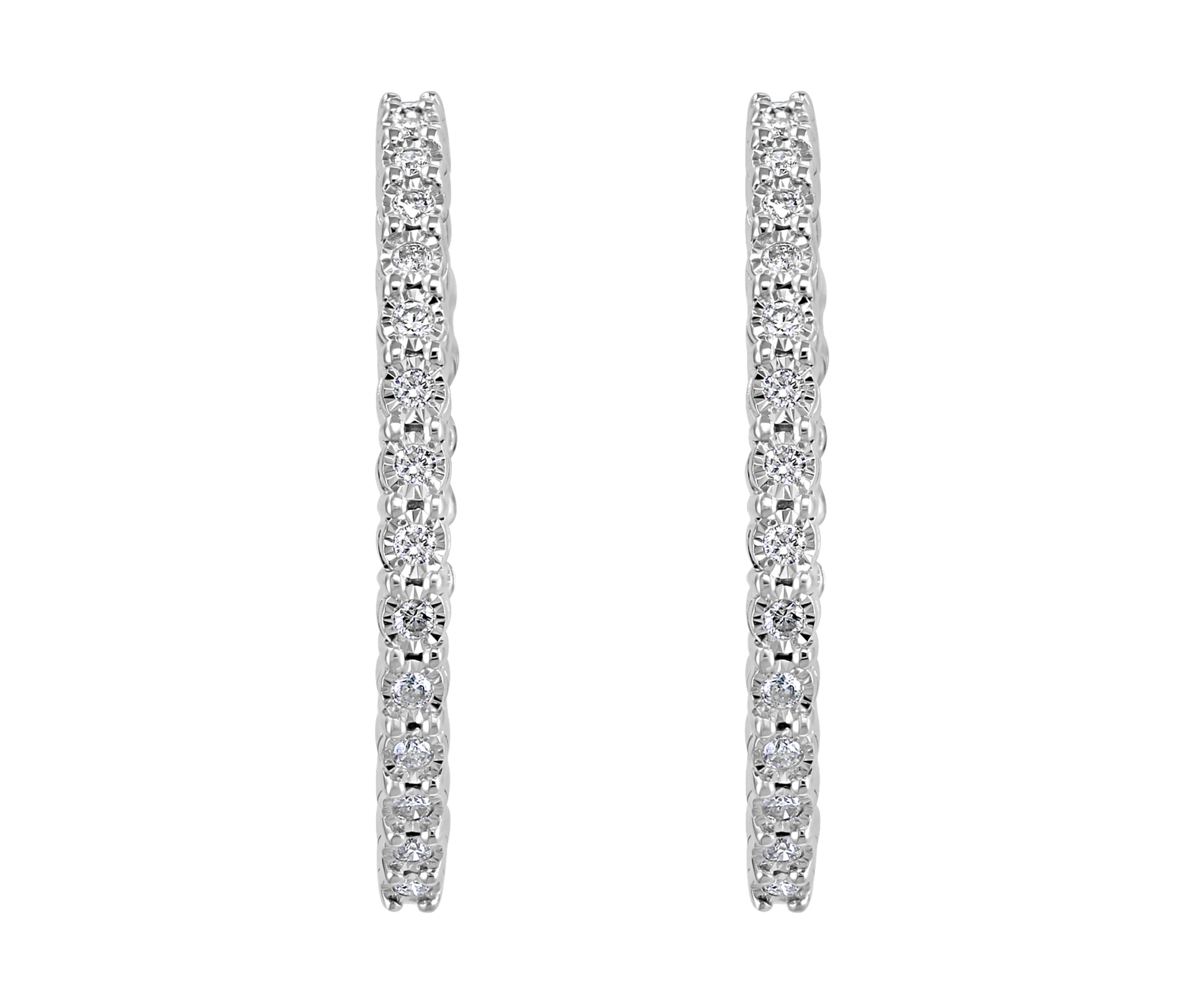  1.08 ct. t.w. Diamond Hoop Earrings in Sterling Silver