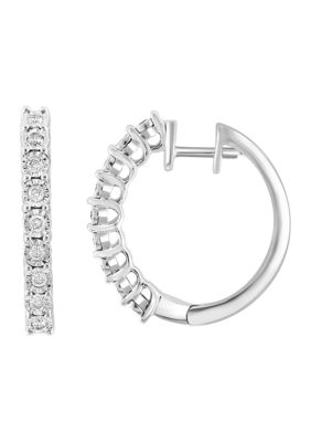 Effy 1/5 Ct. T.w. Miracle Set Diamond Hoop Earrings In Sterling Silver