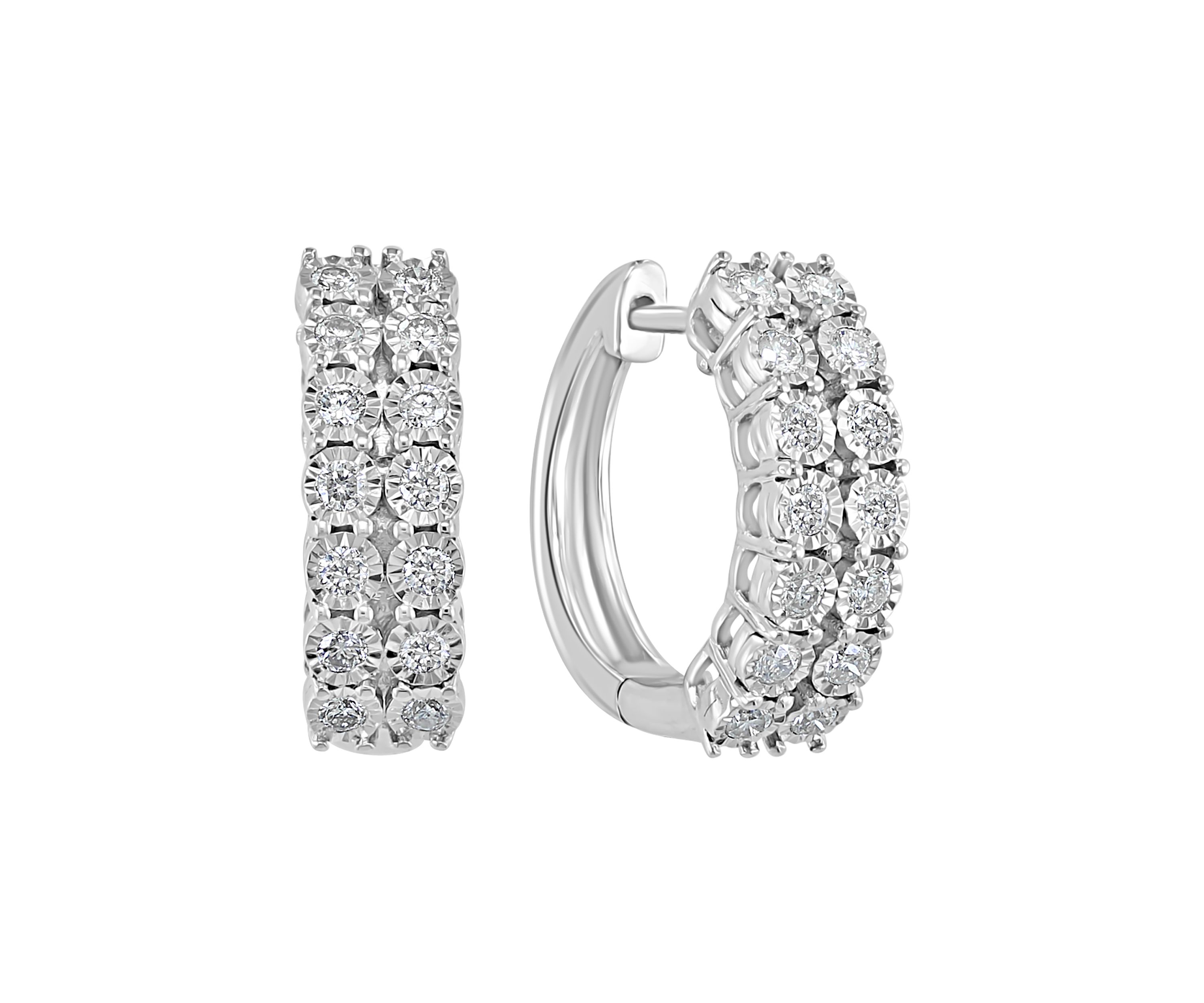 3/8 ct. t.w. Diamond Hoop Earrings in Sterling Silver