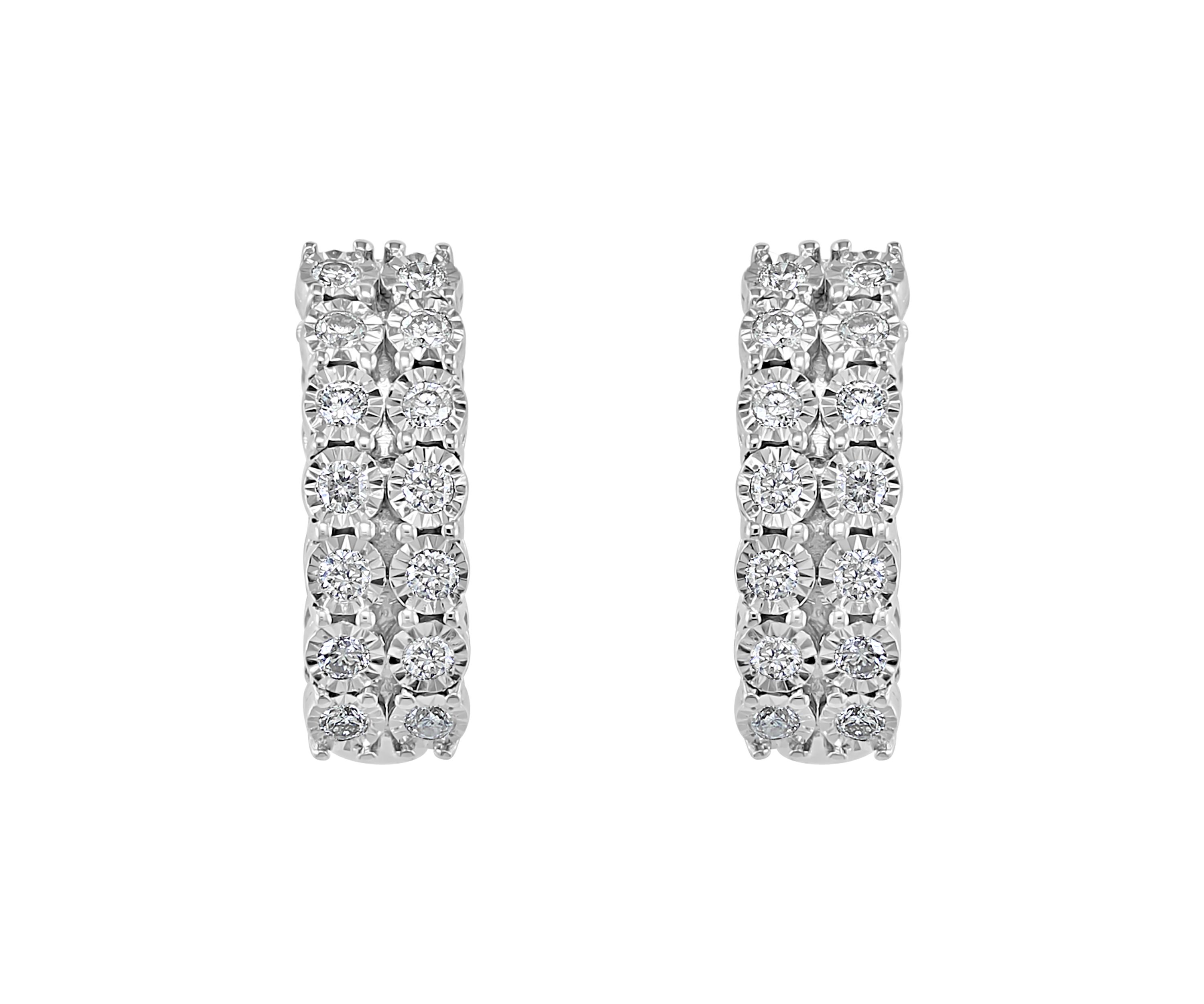 3/8 ct. t.w. Diamond Hoop Earrings in Sterling Silver