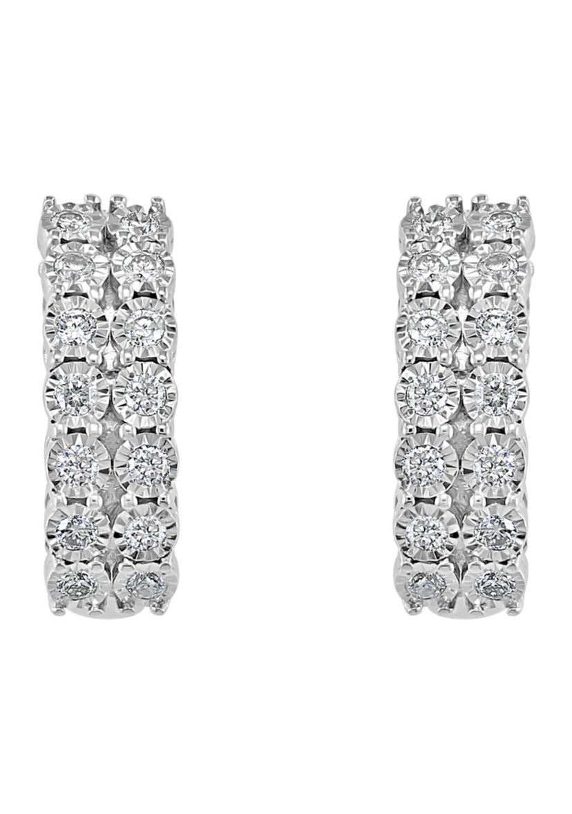 3/8 ct. t.w. Diamond Hoop Earrings in Sterling Silver