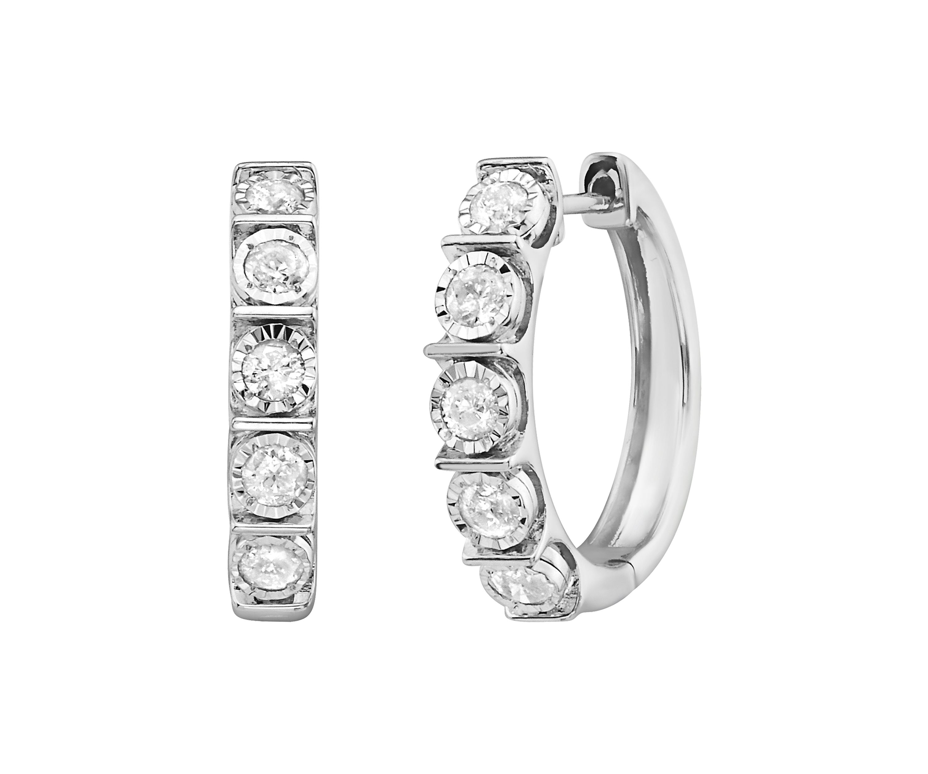 Sterling  Silver 5/8 ct. t.w. Diamond Hoops