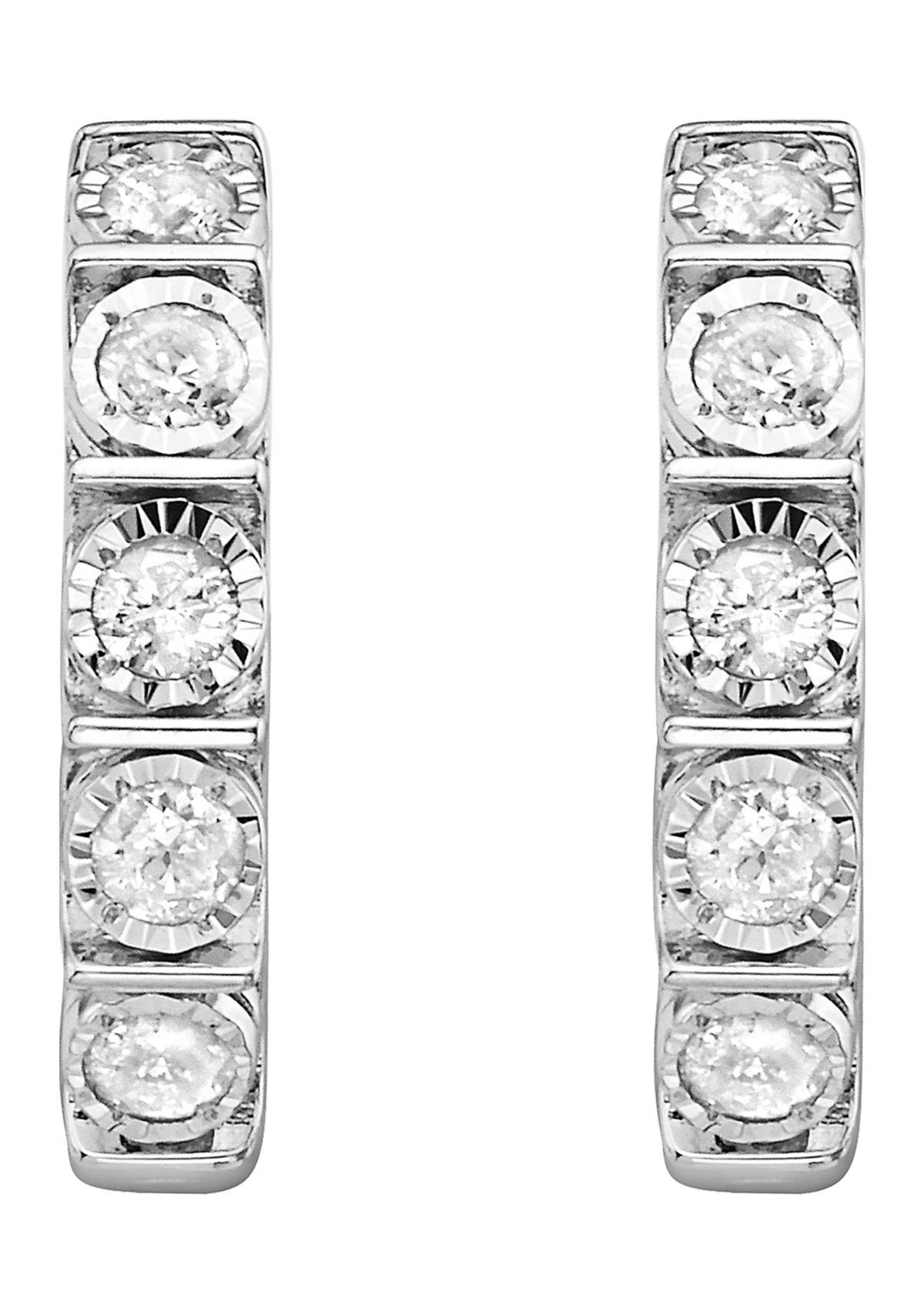 Sterling  Silver 5/8 ct. t.w. Diamond Hoops